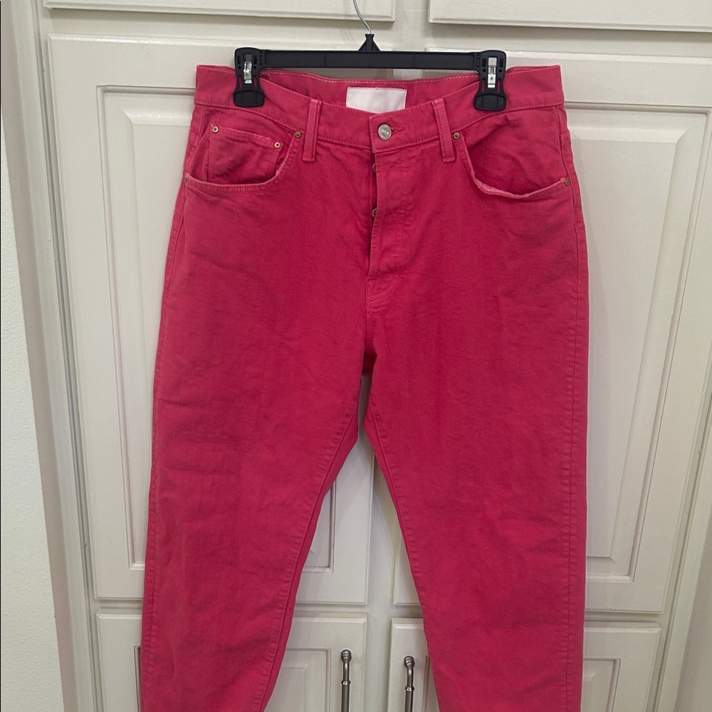 MOTHER Women's Wide Leg Jeans in Bright Pink